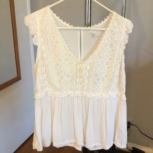 White Lace Design Blouse